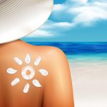 cosmetic sun cream on shoulder