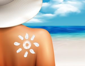 cosmetic sun cream on shoulder